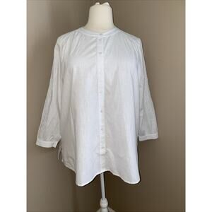 Lane Bryant White Embroidered Long Sleeve 100% Cotton Tunic Top Plus Size 18/20